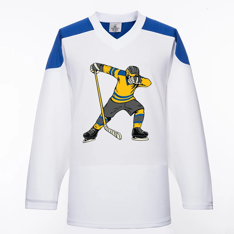 Han Duck high-quality light and thin breathable white personalized ice hockey practice jersey & large street shirt-all sizes