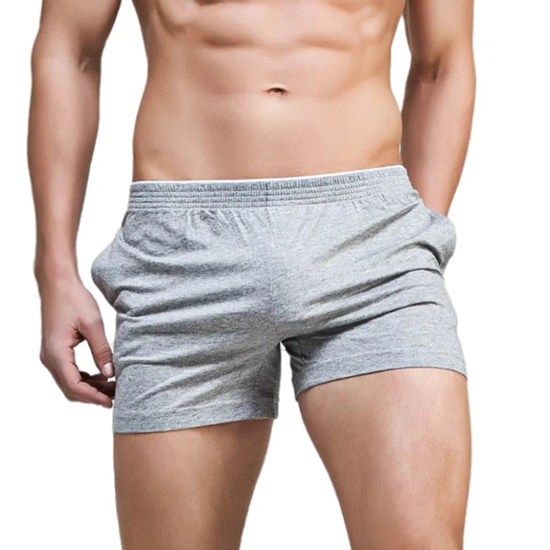 Men's Solid Fitted Boxer Style Lounge Sleep Shorts