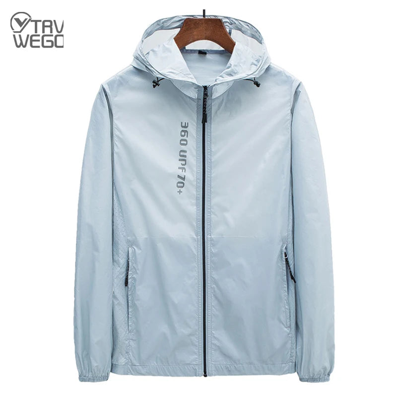 Hooded Long Sleeve Full Zip Outdoor Hiking Jacket with Pockets