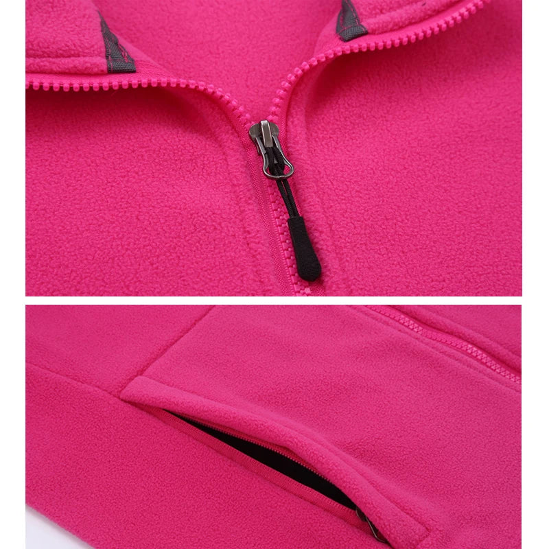 Long Sleeve Full Zip Fleece Outdoor Jacket with Pockets