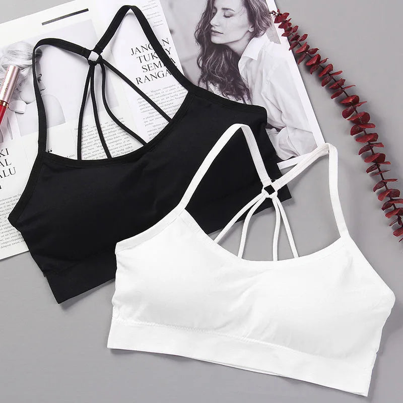 Women's Multi Strap Sports Bra with Letter Strap Options