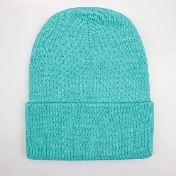 Solid Knit Beanie with Folded Cuff and Color Options