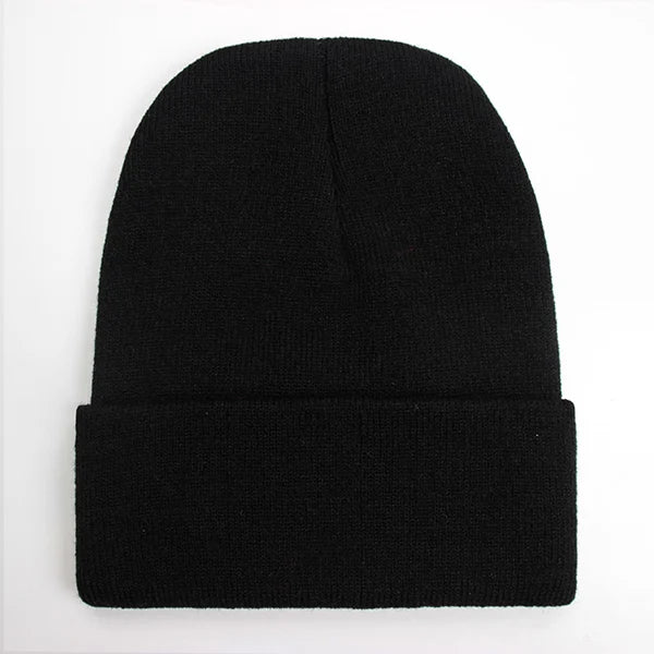 Solid Knit Beanie with Folded Cuff and Color Options