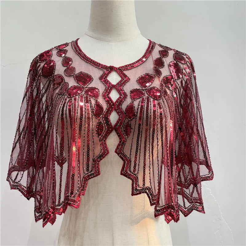 Beaded Sequin Capelet for Layering over Dresses and Tops