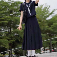 Japanese Korean High School Uniform Girls Sailor Suit Formal Autumn College Outfits Sweet Fashion Jk Sets Long Mid Short Skirt