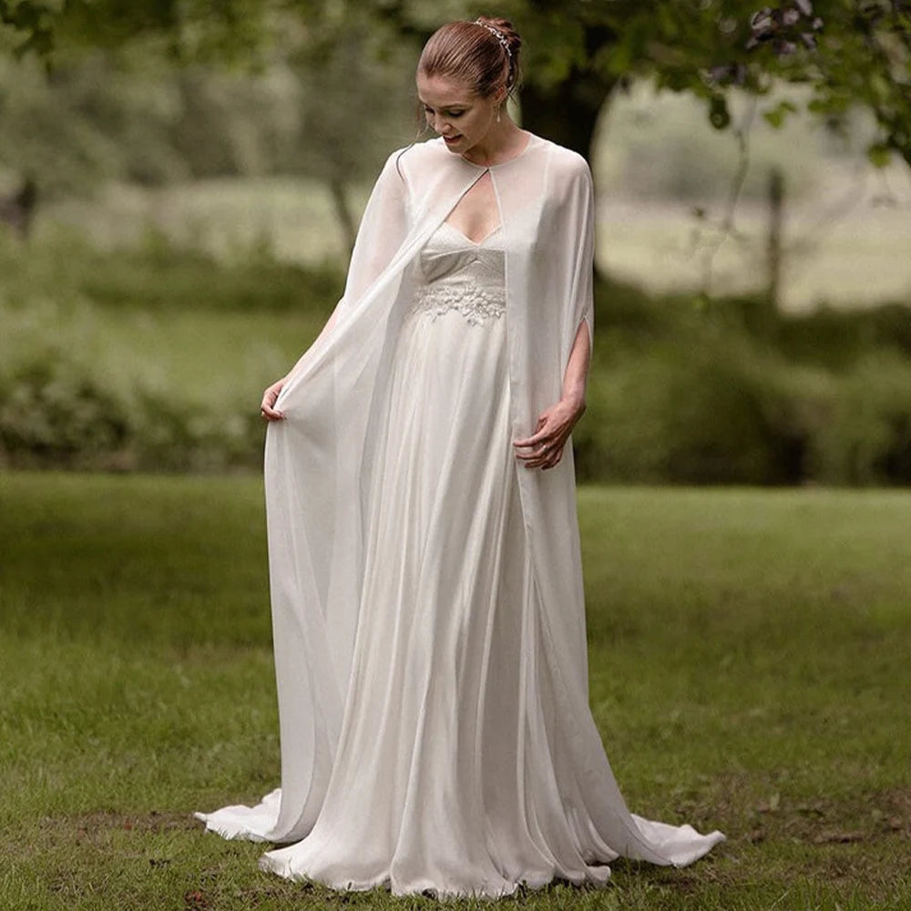 Long Sheer Bridal Cape for Layering over Outfits