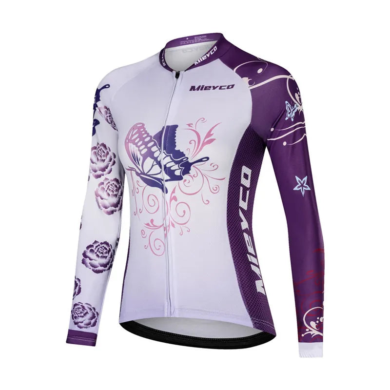 Women Long Sleeve Cycling Jersey Set MTB Bike Quick Dry Breathable Cycling Suit