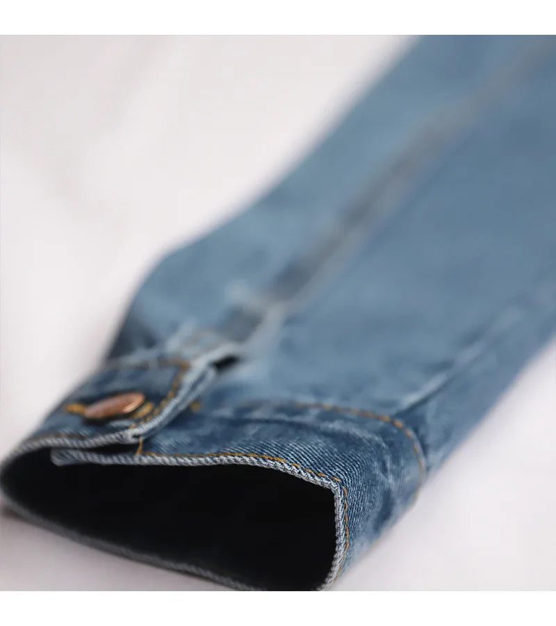 Men's Fashion Plus Size Light Blue Denim Trucker Jacket Outwear Oversized Jean Jacket