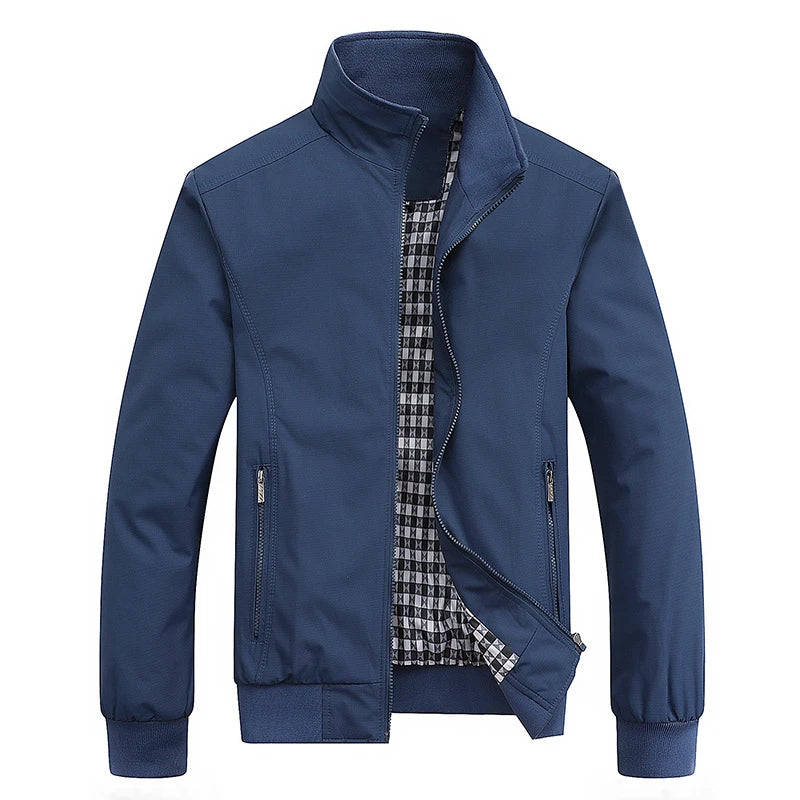 Men's Solid Zip-Front Bomber Jacket