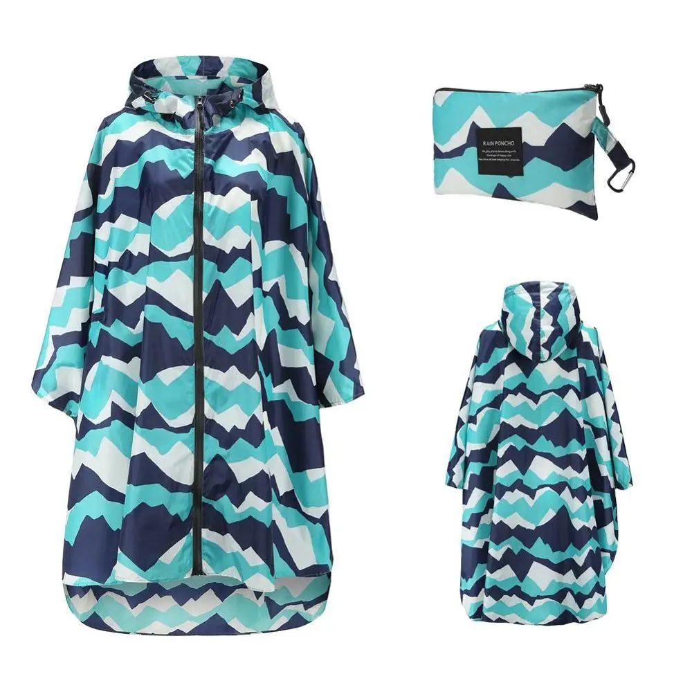 Hooded Printed Poncho for Layering over Tops and Dresses