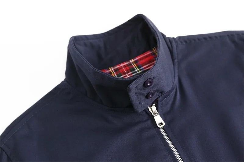 Men jacket autumn thin EU size vintage classic bomber coat inner plaid jacket
