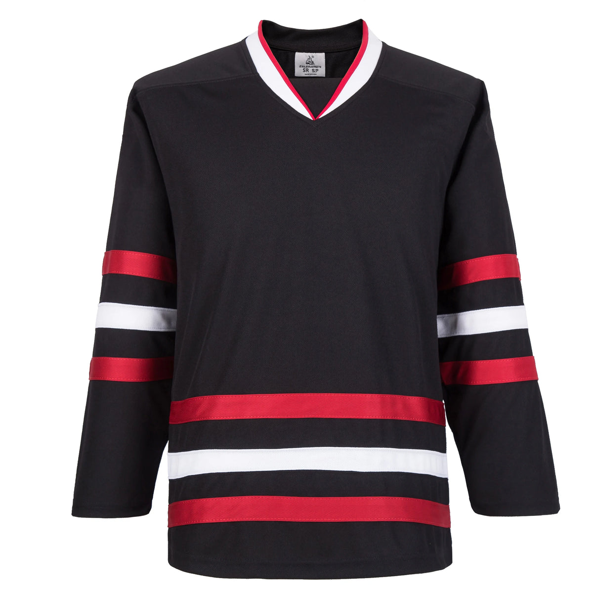 Blank Long Sleeve Ice Hockey Practice Jersey with Contrast Stripes