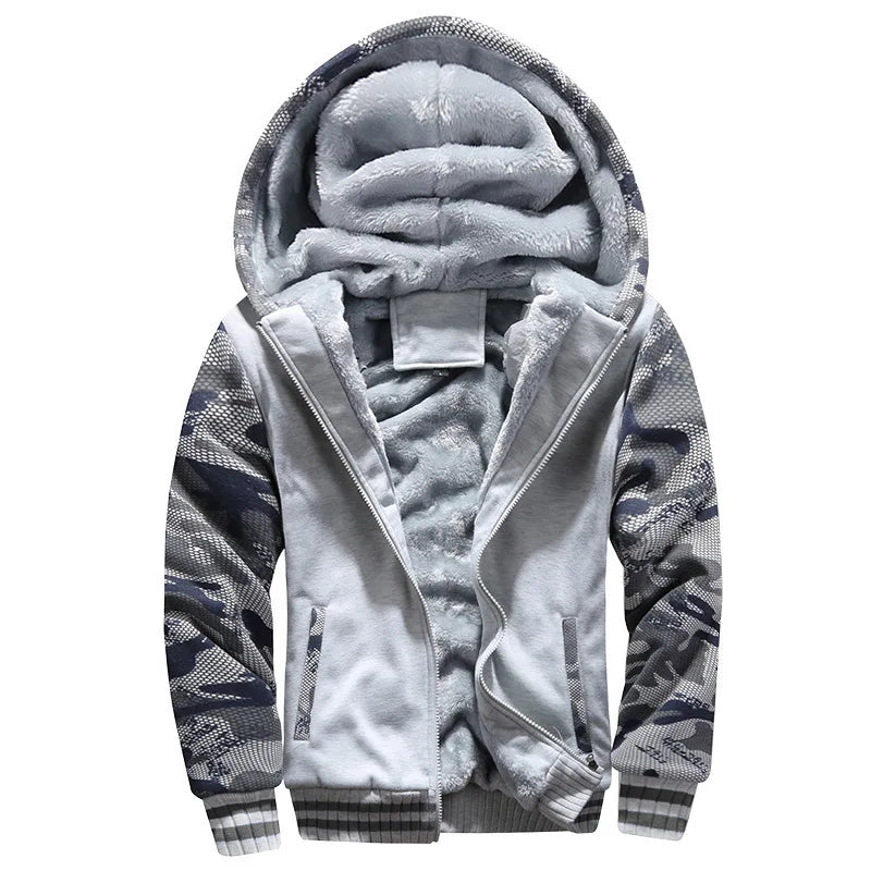 Men's Contrast Sleeve Fleece Lined Hooded Jacket