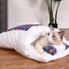 Japanese Cat Bed Warm Cat Sleeping Bag Deep Sleep Cave Winter Removable Pet House Bed for Cats Dogs Nest Cushion with Pillow