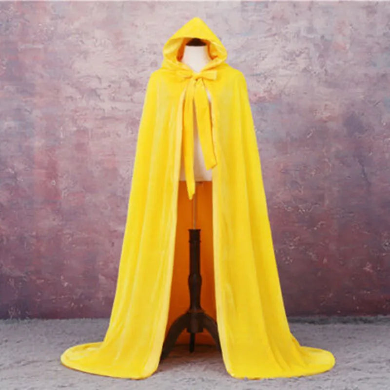Long Velvet Hooded Cape for Layering over Outfits