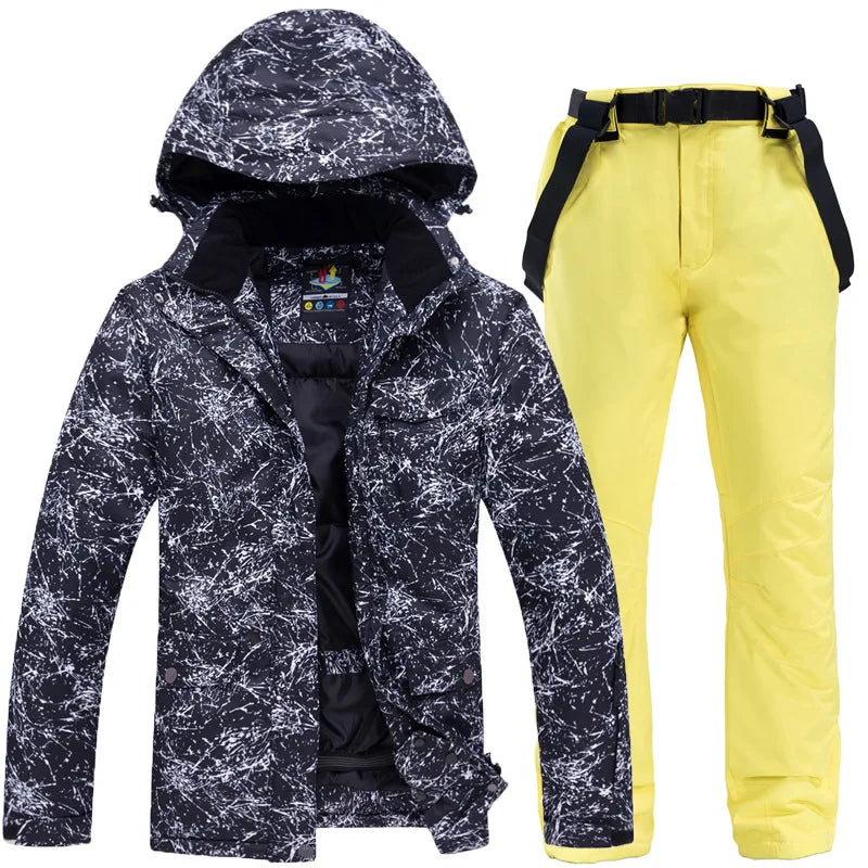 Hooded Ski Jacket and Pants Clothing Set with Style Options