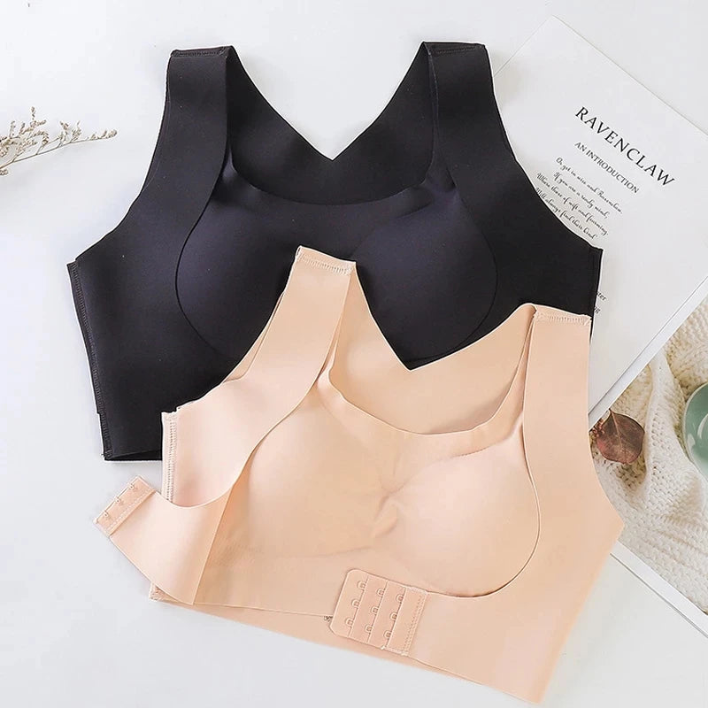 Women's Front Clasp Bra with Wide Crossover Back Straps