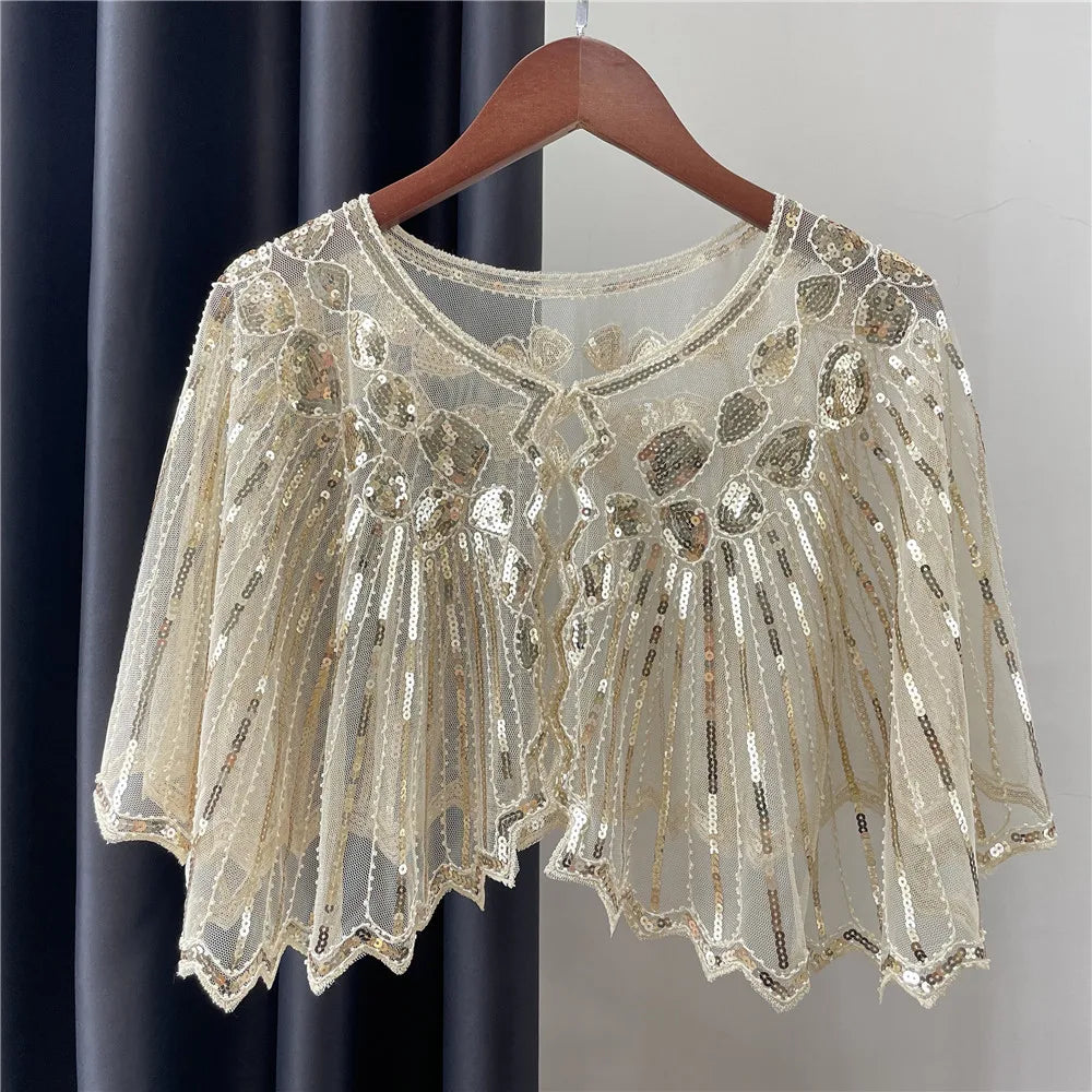 Beaded Sequin Capelet for Layering over Dresses and Tops