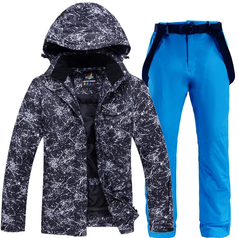 Hooded Ski Jacket and Pants Clothing Set with Style Options