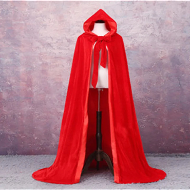 Long Velvet Hooded Cape for Layering over Outfits