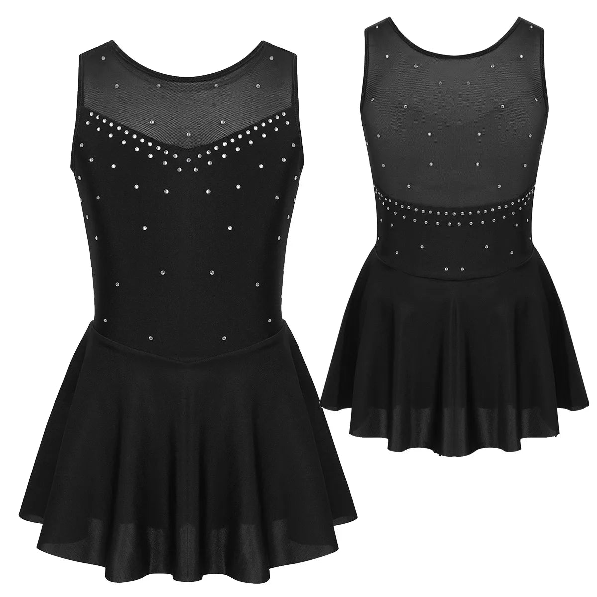 Girls' Lyrical Dance Costume Styles with Rhinestones and Skirted Outfit Options