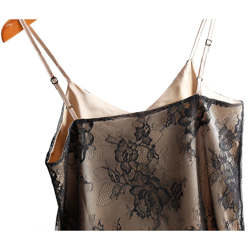 Women's Floral Lace Silk Blend Camisole with a V Neckline