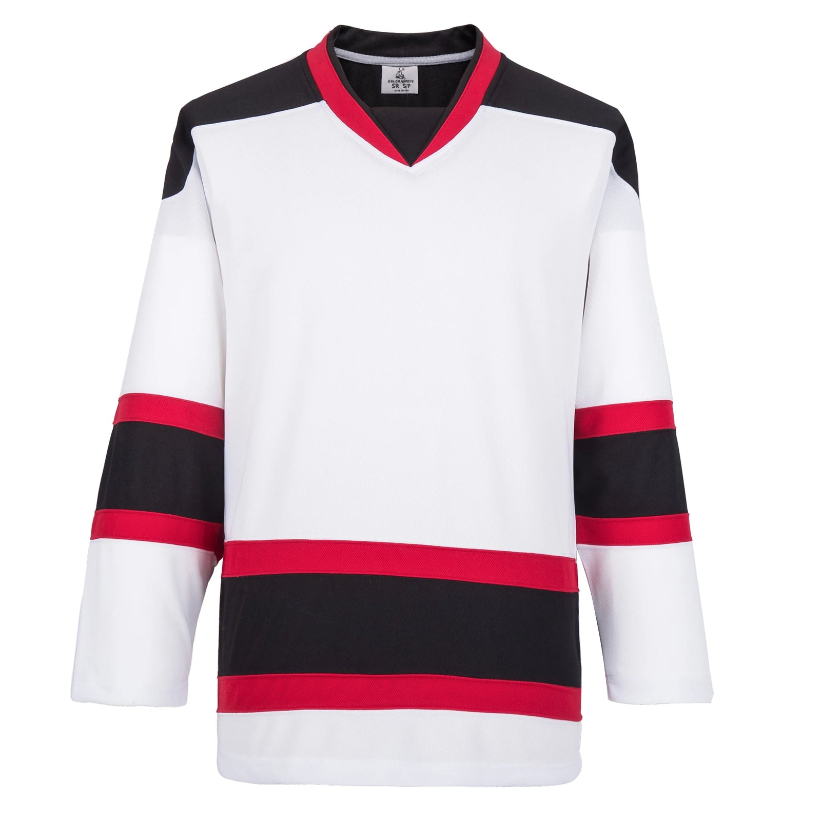 Blank Long Sleeve Ice Hockey Practice Jersey with Contrast Stripes