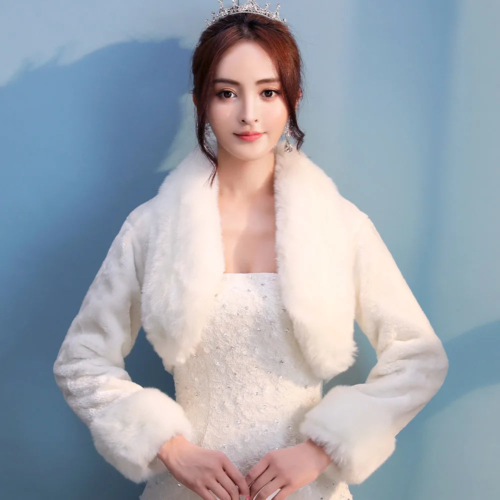 Plush Lapel Long Sleeve Bolero Jacket for Layering over Outfits