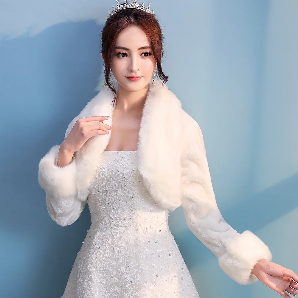 Plush Lapel Long Sleeve Bolero Jacket for Layering over Outfits