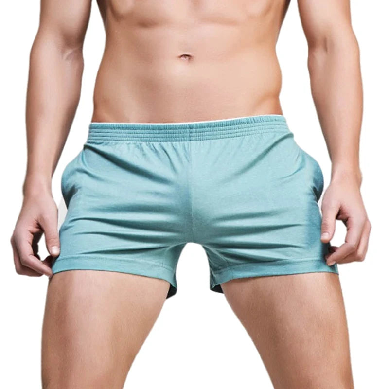 Men's Solid Fitted Boxer Style Lounge Sleep Shorts