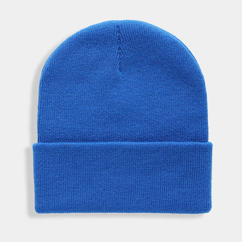 Solid Knit Beanie with Folded Cuff and Color Options