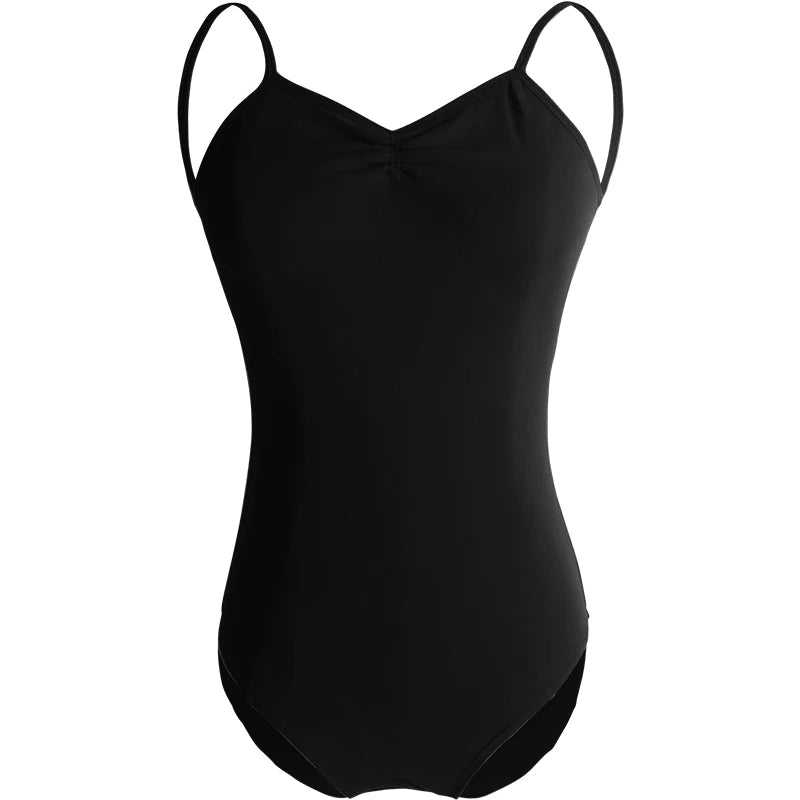 Women's Camisole Ballet Leotard with Lace Back and Ruched Front
