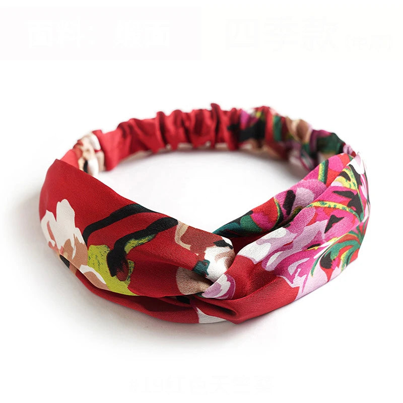 Floral Print Twist Front Elastic Headband for Everyday Hair Styling