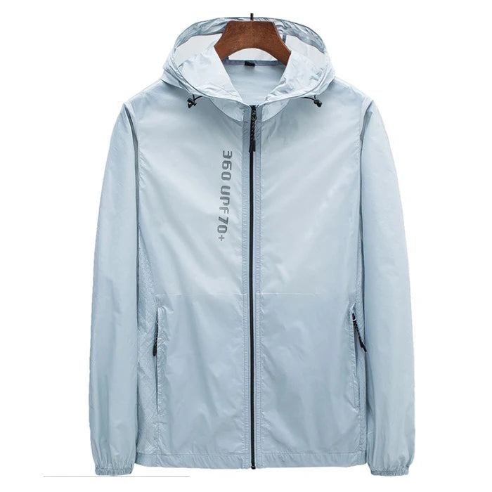 Hooded Long Sleeve Full Zip Outdoor Hiking Jacket with Pockets