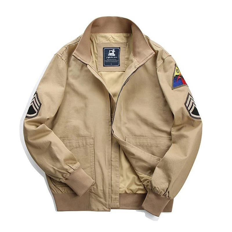 Fury Brad Pitt WW2 US Army Military Tanker Jackets Khaki Cotton Field Combat Outwear Uniforms Spring Autumn Lightweight Coats