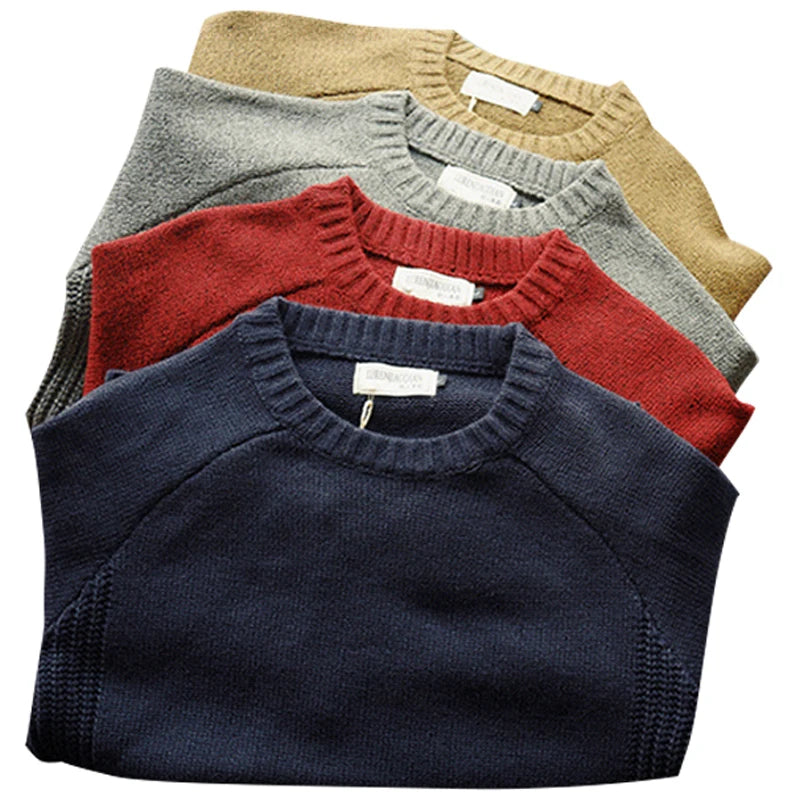 Men's Elbow Patch Crew Neck Knit Sweater