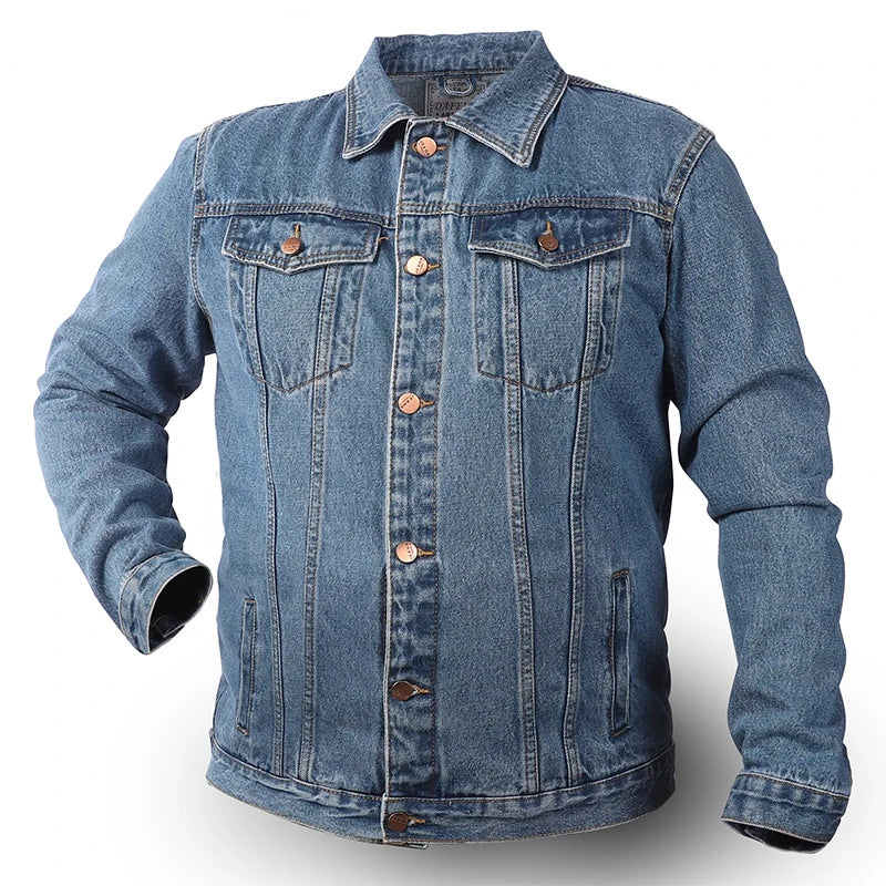 Men's Fashion Plus Size Light Blue Denim Trucker Jacket Outwear Oversized Jean Jacket