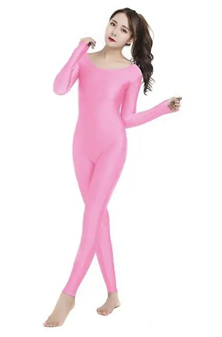 Women's Long Sleeve Scoop Neck Dance Unitard with Fitted Full Length Legs