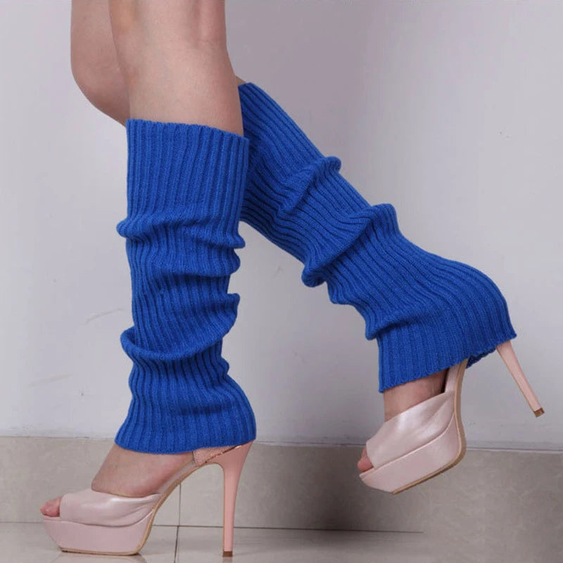 Solid Ribbed Calf Leg Warmers with Slouchy Knit Shape