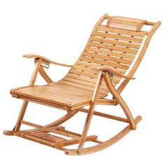 Heavy Duty Bamboo Rocking Chair Adjustable Lounge Recliner Leisure Living Room