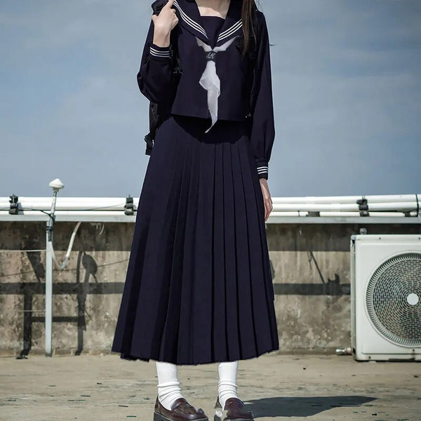 Japanese Korean High School Uniform Girls Sailor Suit Formal Autumn College Outfits Sweet Fashion Jk Sets Long Mid Short Skirt