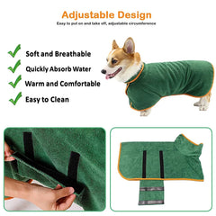 Dog Bathrobe Towel Super Absorbent Dog Drying Coat Adjustable Pet Towel for Large Medium Small Dogs Cats Dog Accessories