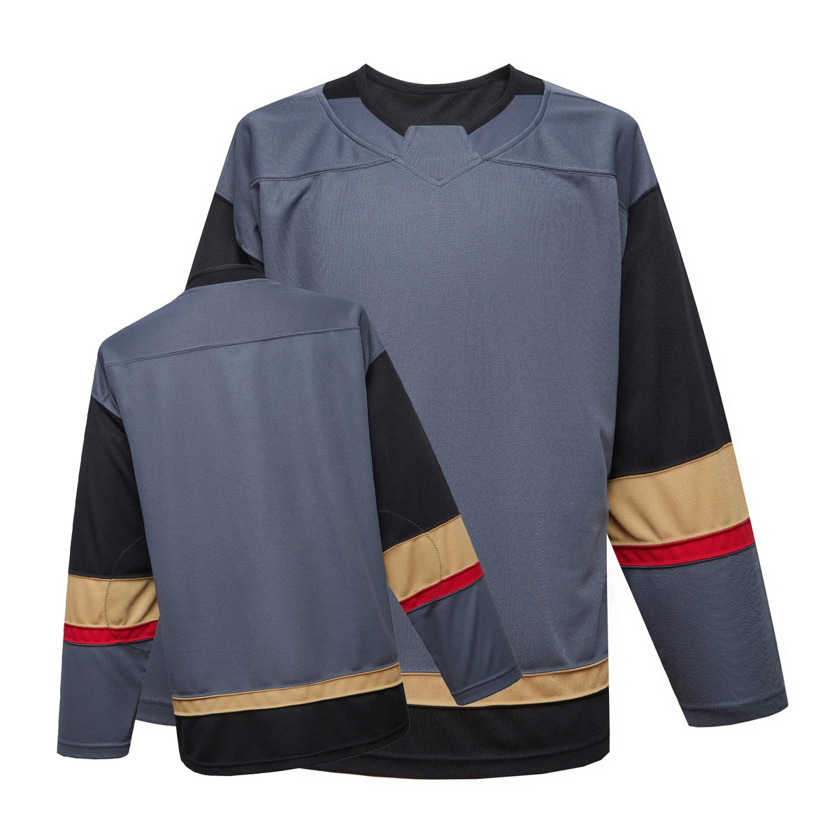 Blank Long Sleeve Ice Hockey Practice Jersey with Contrast Stripes