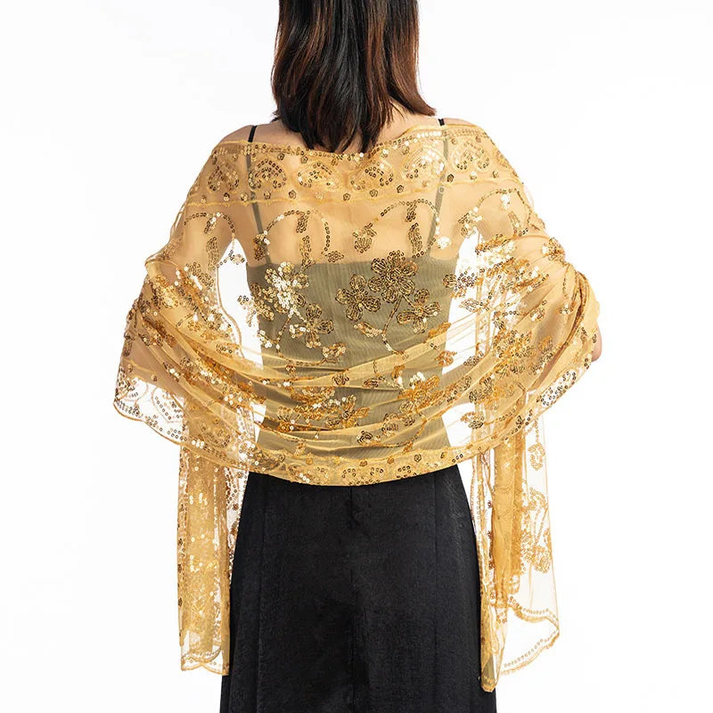Floral Lace Fringed Wrap Scarf for Layering over Outfits