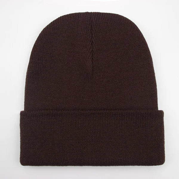 Solid Knit Beanie with Folded Cuff and Color Options