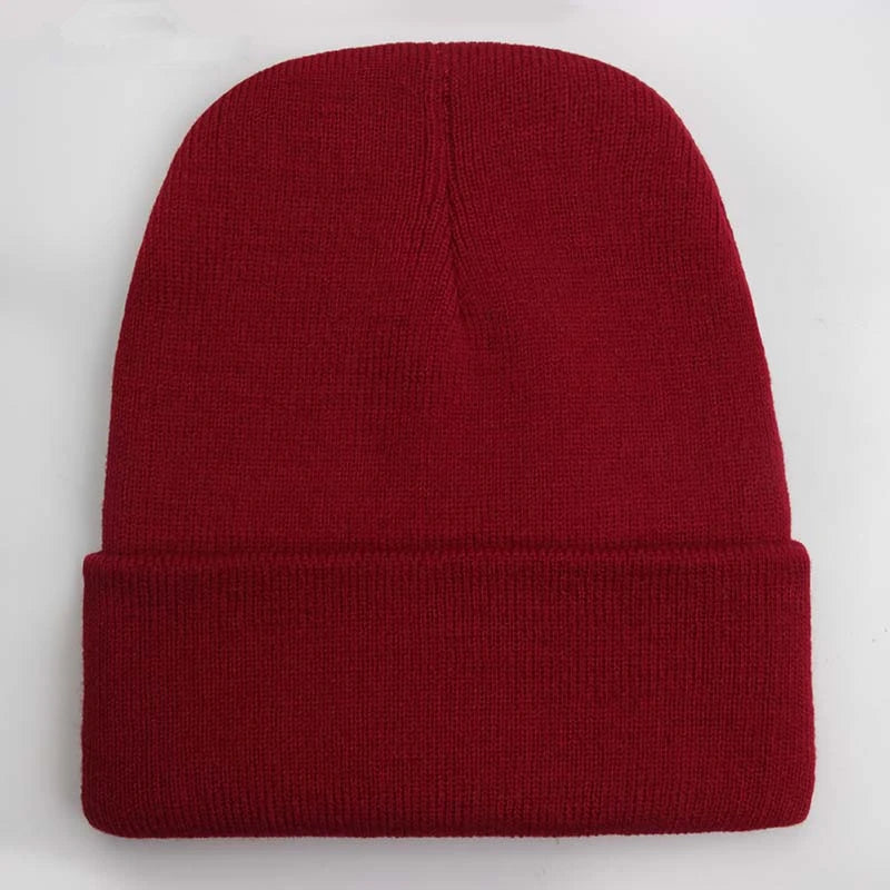 Solid Knit Beanie with Folded Cuff and Color Options