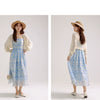 Sleepy Bunny Blue Print Suspender Skirt 2023 Summer New Dress High-Waisted Skirt Waist-Tight Slimming Expansion Skirt