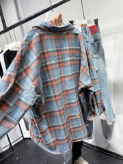 Age-Reducing High Quality Loose Paint Coat Plaid Shirt