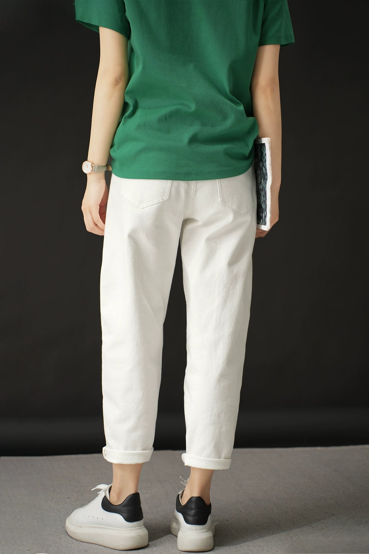 Washed Straight Slim Looking Spring and Autumn Women's Jeans