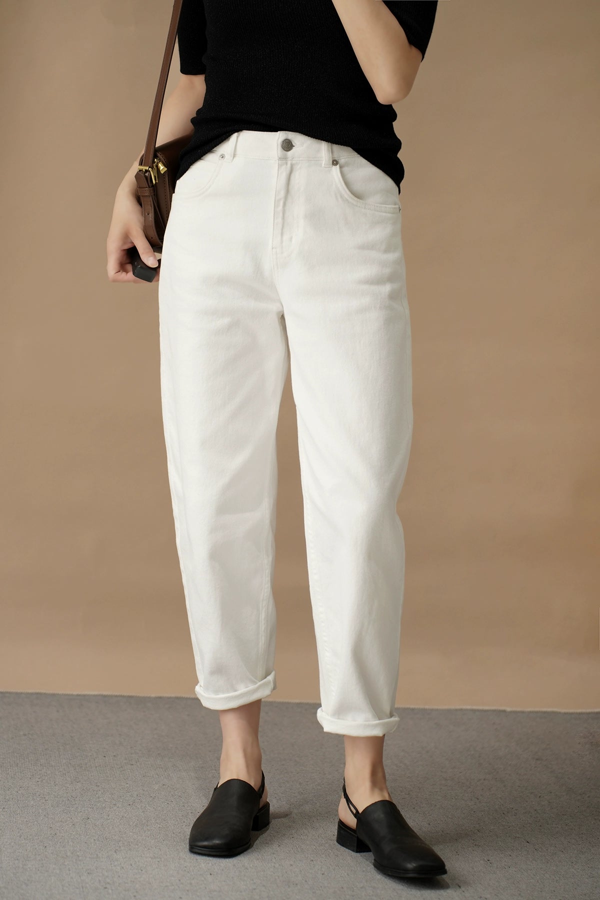 Washed Straight Slim Looking Spring and Autumn Women's Jeans